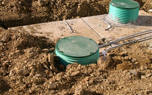 Unearthed septic tank